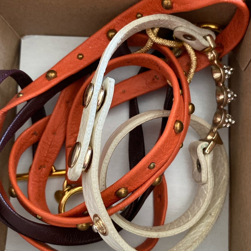 GORJANA leather bracelet stud heel gem lot wrap stack layer